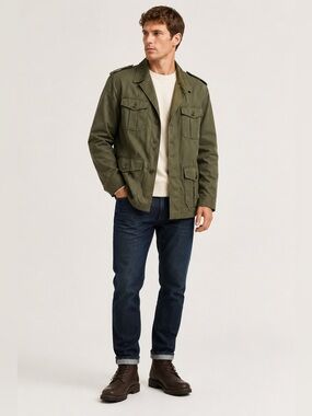 H&M Men’s Olive Green Military Field Safari Jacket 38R EU 48 Utility Coat